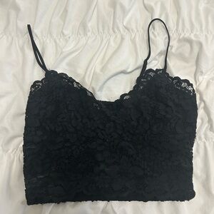 Express Black Lace Detail Top